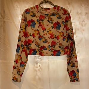 ~Nameless~ Floral Long Sleeve Crop Top
